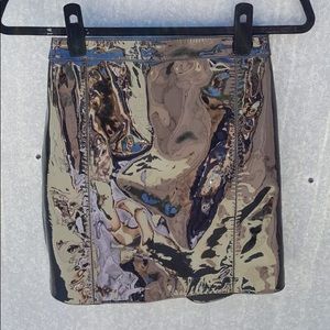 Sexy Shiny Black Lambskin Fusta Skirt x Manokhi